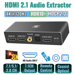  8K@60Hz HD.MI2.1 Audio Extractor DAC Converter Optical Coaxial 4K@120Hz 7.1CH LPCM AC3 DTSHD Audio Only Splitter CEC HDR10+/VRR