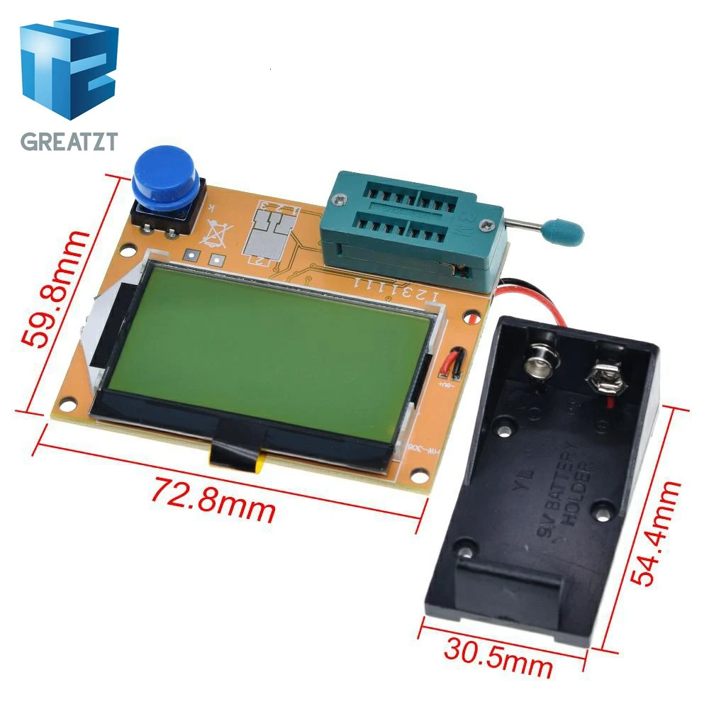 ESR Meter Mega328 Transistor Tester Digital V2.68 ESR-T4 Diode Triode Capacitance MOS/PNP/NPN LCR 12864 LCD Screen Tester