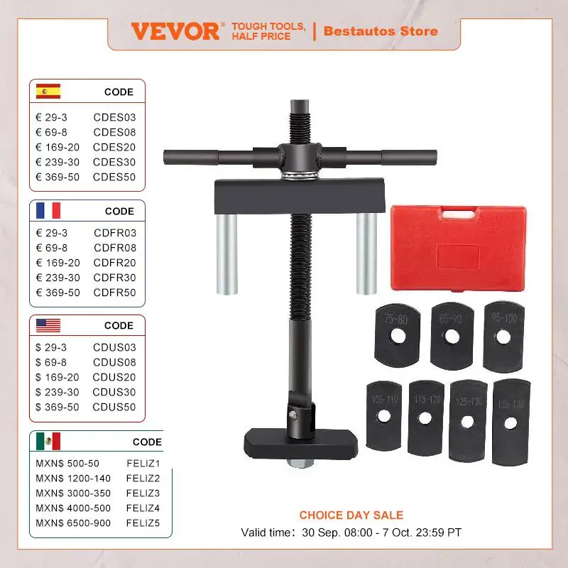 VEVOR Manual Hydraulic Cylinder Liner Puller Kit 45 Steel 7 Pull Plates 2 Branch Pipes Apply for Single Cylinder Diesel Engine