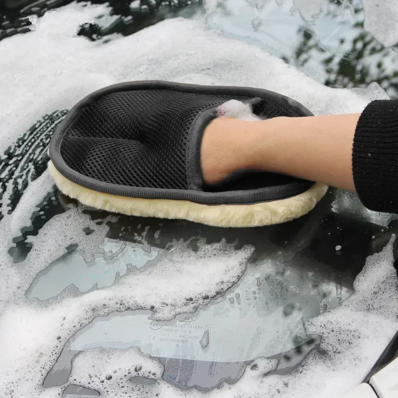 1PC Car Styling Thicken Wool Soft Car Washing Gloves Cleaning Brush Motorcycle Washer Care Products car Universal