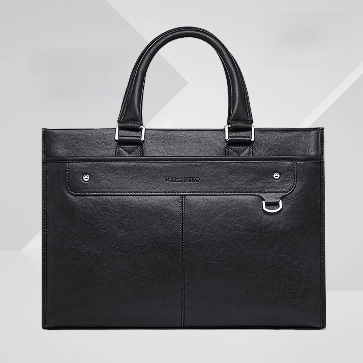 

High-End Pure Cowhide Men's Briease Large Capaci Leather Handbag Busin Bag with Main Carent And Cuter Slot