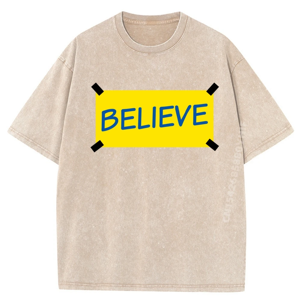 

Идея подарка Футболки Believe Последние футболки Мужская винтажная стираная футболка Мужская одежда Роскошные дизайнерские топы большого размера