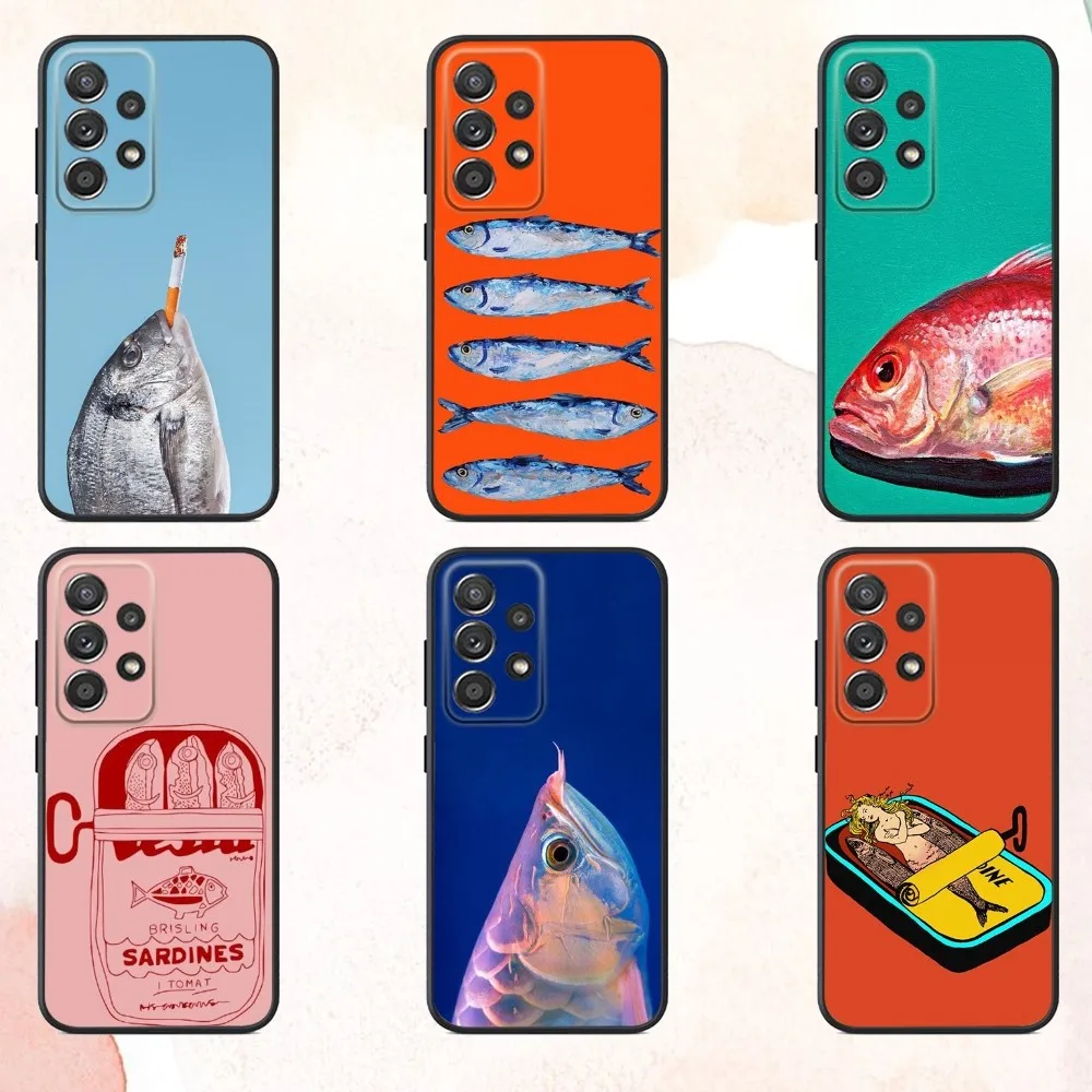 

S-Sardines Phone Case For Samsung S25,S24,S21,S22,S23,S30,Ultra,S20,Plus,Fe,Lite,Note,10,9,5G Black Cover