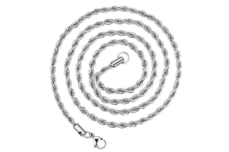 3MM Edelstahl-Halsketten mit gedrehter Seilkette für Männer und Frauen, Hip-Hop-Titanstahl-Choker, modischer Party-Schmuck – Detail 7