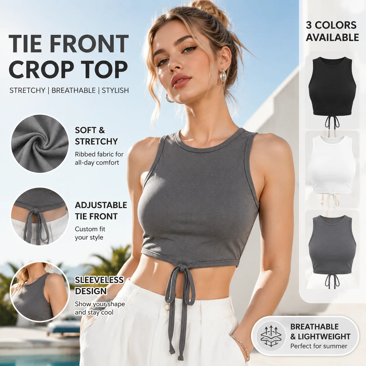 Sexy Halter Crop Top Women 2026 Summer Korean Lace Up Tie Back Fixed Cup Bra Sleeveless Beach Club Daily Outfit