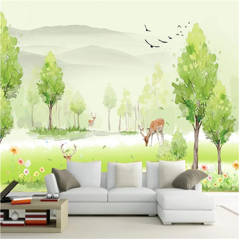 Custom photo mural plant wall paper bedroom Forest elk wallpaper for children's room background wall stickers for living room