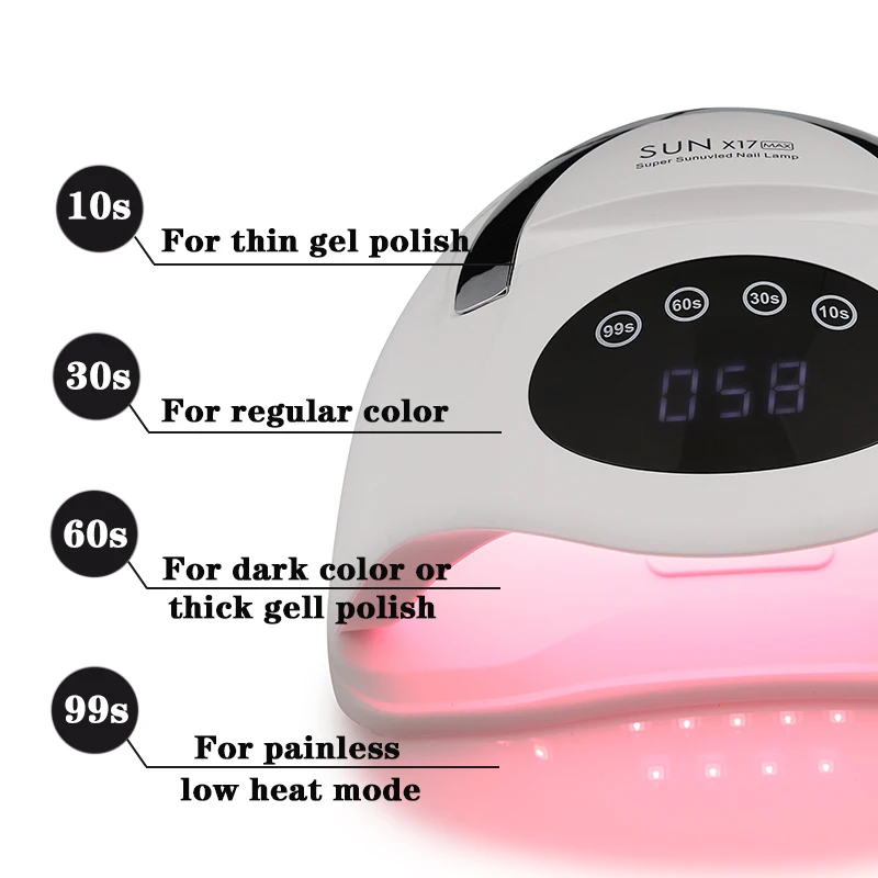 X17MAX UV LED مصباح للأظافر 72 المصابيح مسمار تجفيف مصباح سريع الجفاف جيل للأظافر مصباح البولندية مع شاشة LCD مصباح الاستشعار التلقائي للتقليم