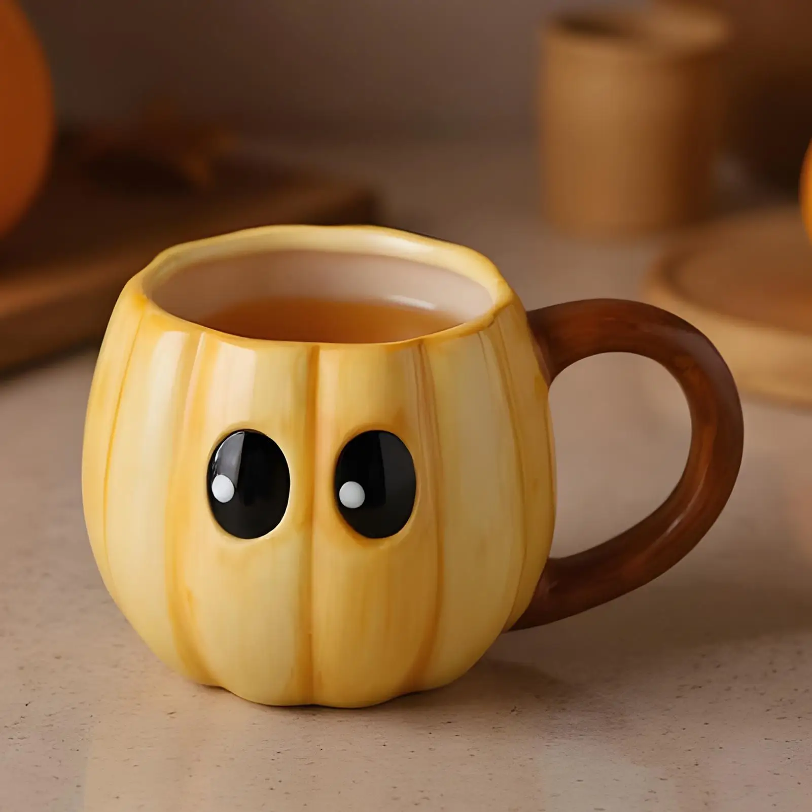 Halloween Coffee Mugs Fall Coffee Mug Heat-Resistant Cute Cup with Big Eyes Water Bottle for Kitchen Outdoor Party Road-Trip
