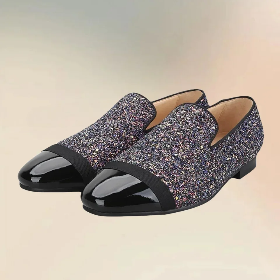 

Purple Sequined Patent Leather Toes Loafers Fashionable Slip On Men Shoes Novel Casual Comfortable Handmade Men Moccasins Shoes