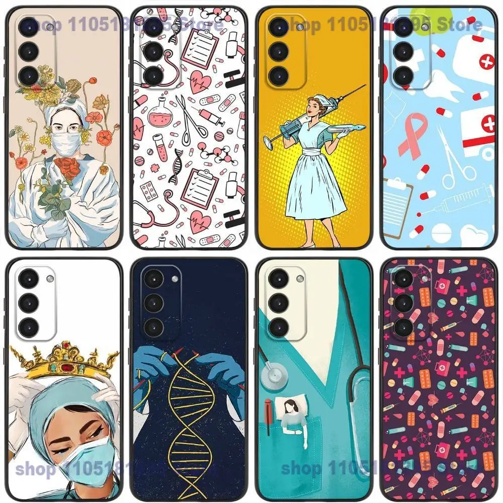 

Nurse Medical Medicine Phone Case For Samsung Galaxy A32,21s,22,31,52,53,72,73,Note20,8,9,10 Soft Silicone Black Cover