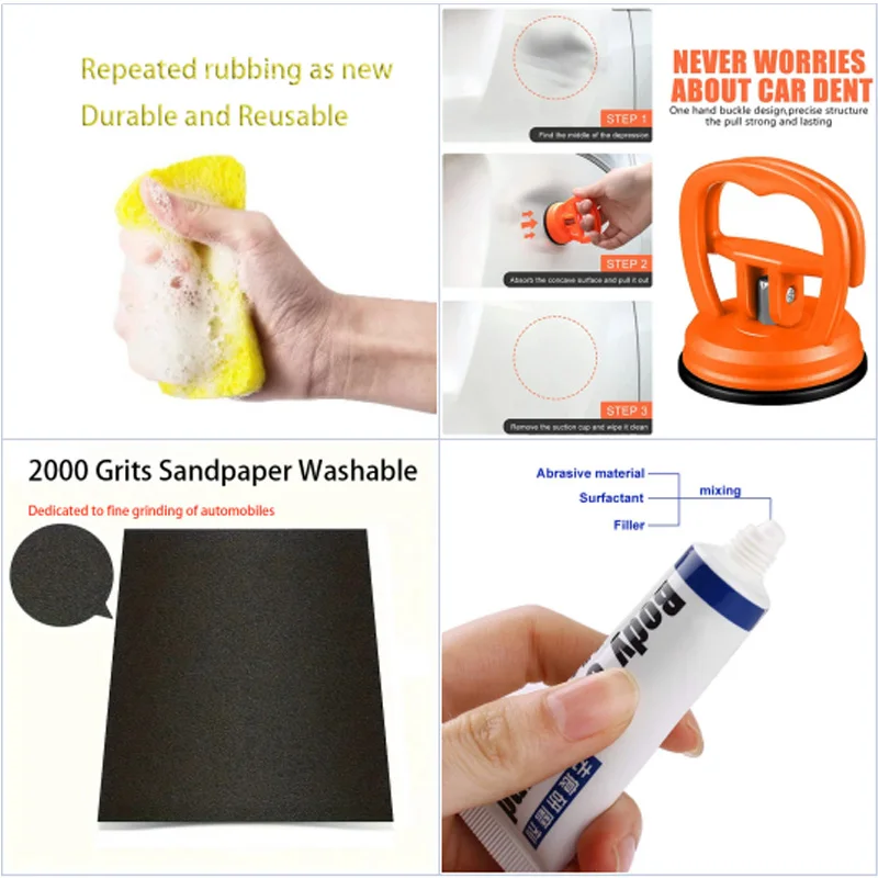 Uniwersalny zestaw do naprawy rys na lakierze samochodowym z pisakiem i papierkiem ściernym, wodoodporny marker do lakieru samochodowego, nie tylko do Tesli, Audi, czarny, biały, czerwony, srebrny
