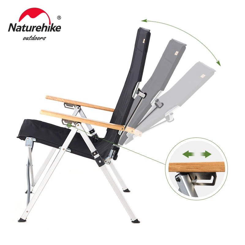 Naturehik Outdoor Folding Chair Portable 3 Steps Adjustable Reclining Camping Chair Aluminum Alloy Relax Fishing Beach Chair