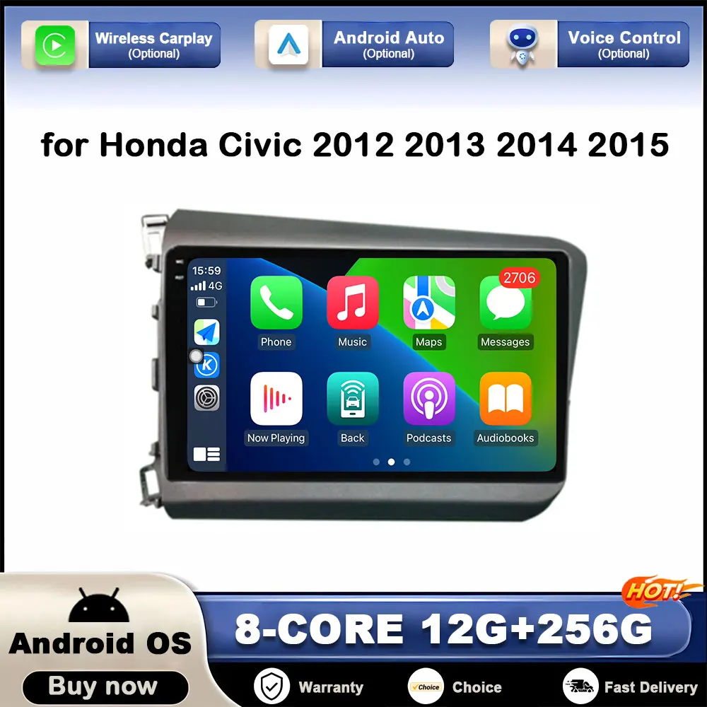 

for Honda Civic 2012 2013 - 2015 Car Video Multimedia Player Head Unit Accessories 2.5D Touch Screen Bluetooth WiFi DSP Stereo