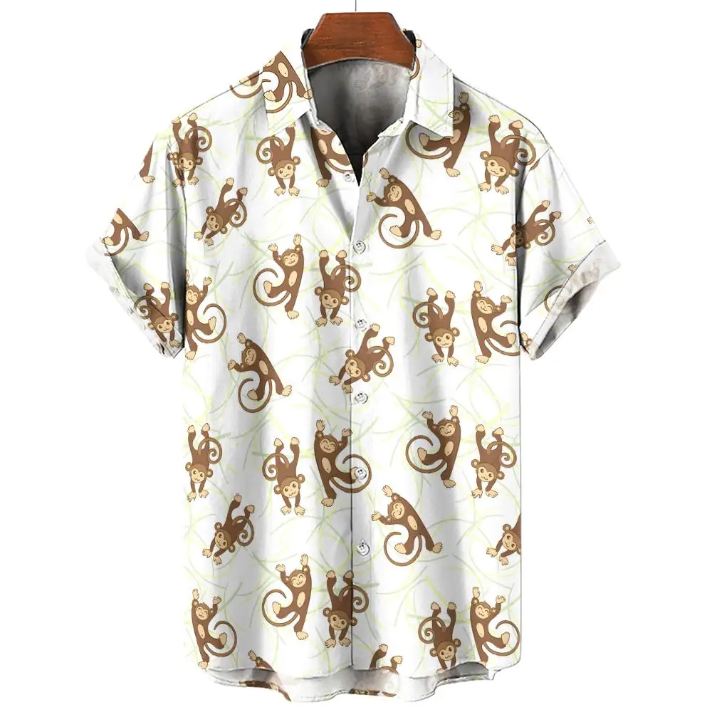 قمصان رجالية عادية أنيمي القرد الجرافيك قمصان للرجال المتضخم تيز Kawaii قصيرة الأكمام أعلى Harajuku الشارع الشهير ملابس رجالي