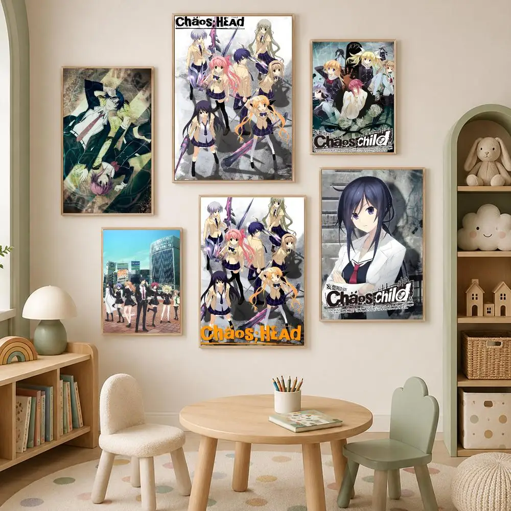 Anime C-CHAOS;HEAD Poster Self-Stick HD PP Paper Wall Art Poster, Waterproof Decor for Bedroom, Living Room and Home