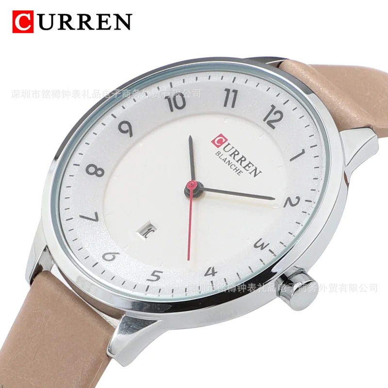Женские часы Curren 9035, часы с кожаным ремнем, водонепроницаемые кварцевые часы, часы с календарем, повседневные модные женские часы