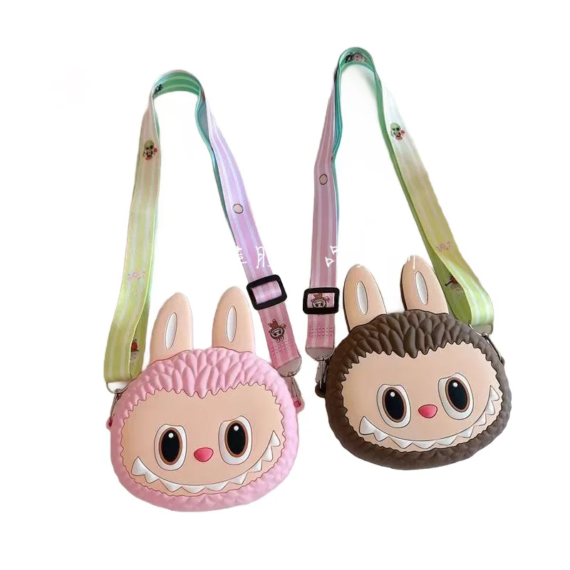 Labubu Bag Chain Bubble Mart Children\'S Bag Cartoon Cute Silicone Crossbody Bag Boys And Girls Toy Bag Pullcloth Wallet