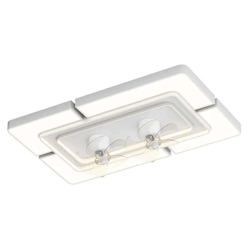 

Simple modern living room fan light, bedroom minimalist pure white warm bedroom