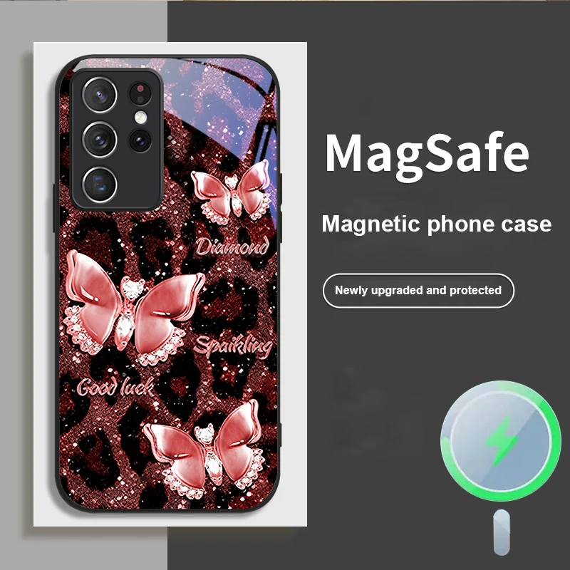 

Brilliant Lucky Butterfly For Samsung S25 S25 Edge S25Ultra S8 9 10 20 S21 Pro 22 Plus S23 FE S24 Ultra Magsafe Glass Phone Case