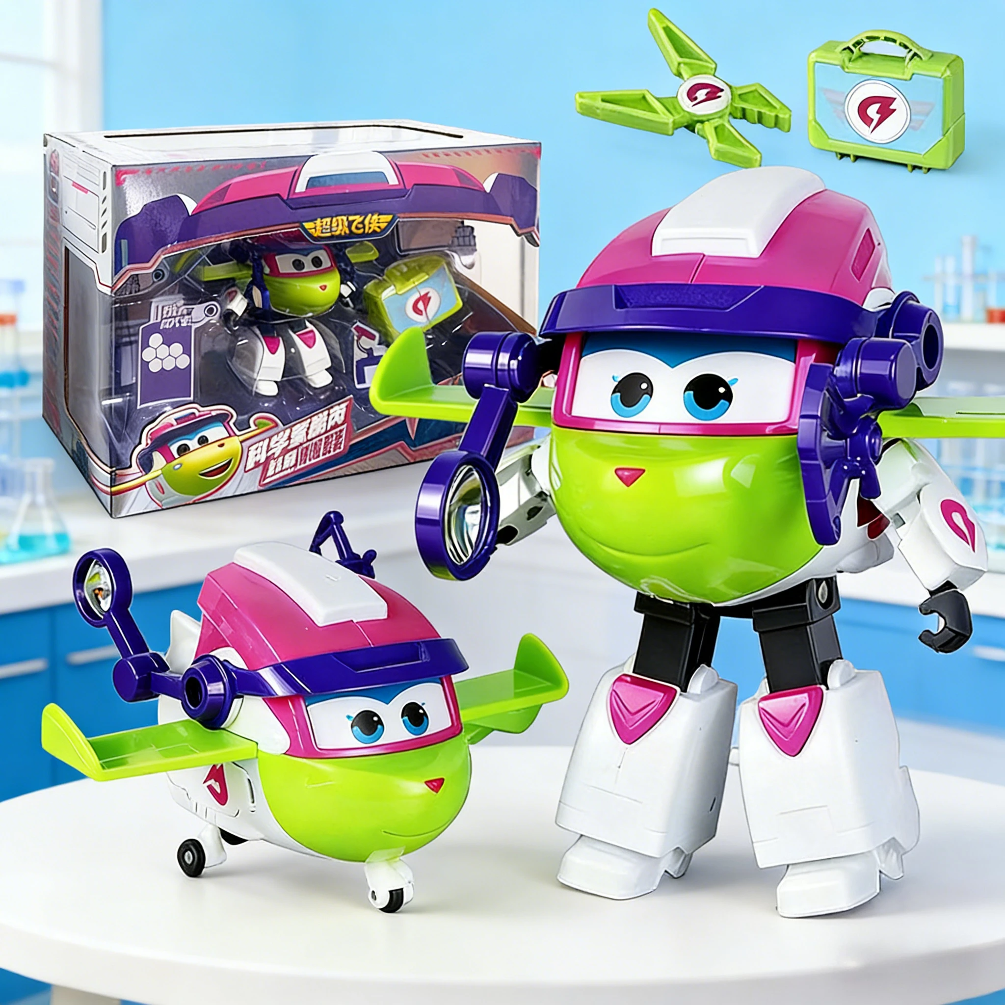 Super Wings Scientist Kewi Transforming Robot Toy | Auldey Career Researcher Playset for Educational Gift