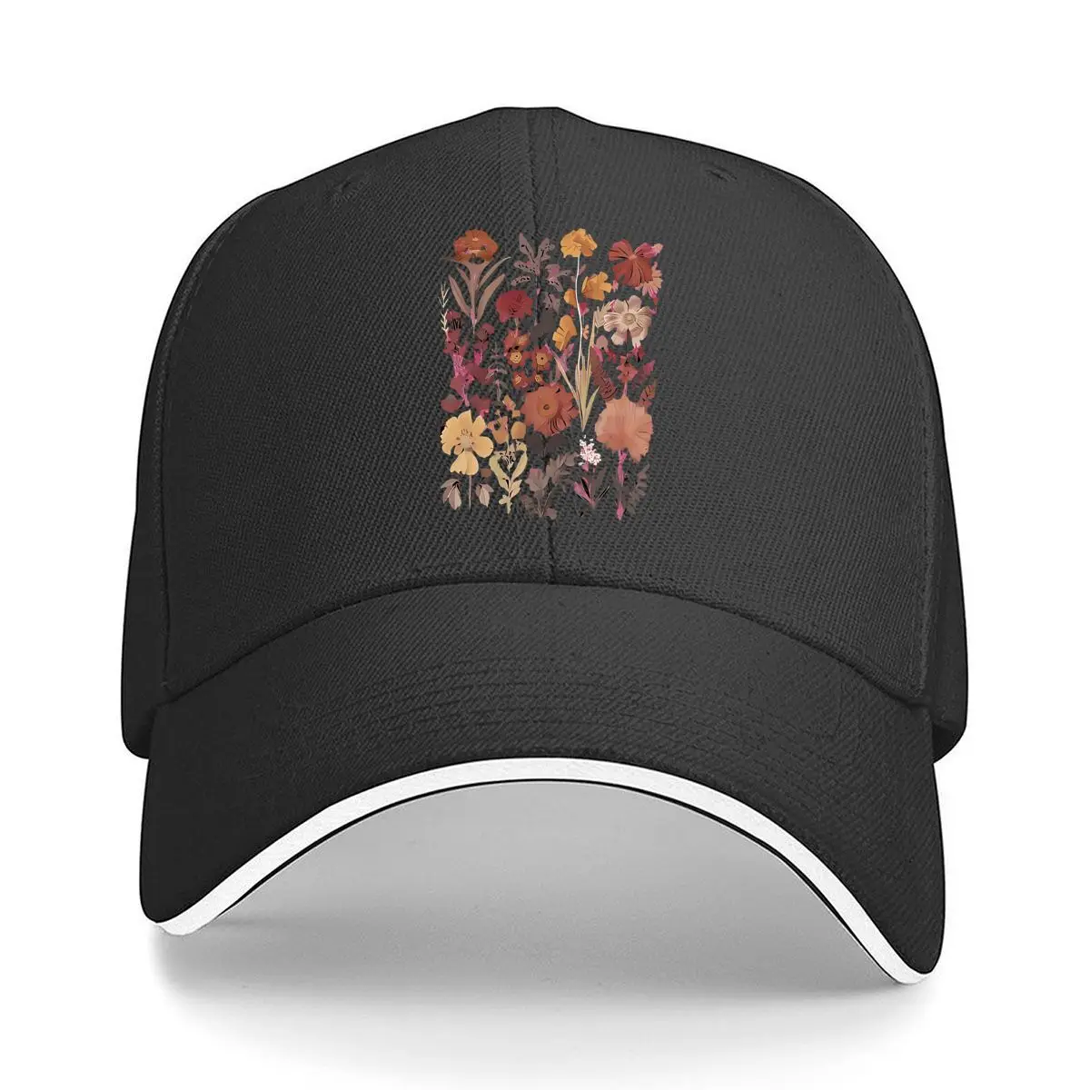 Vintage Floral Botanical Wall Art Decor Sandwich Baseball Cap