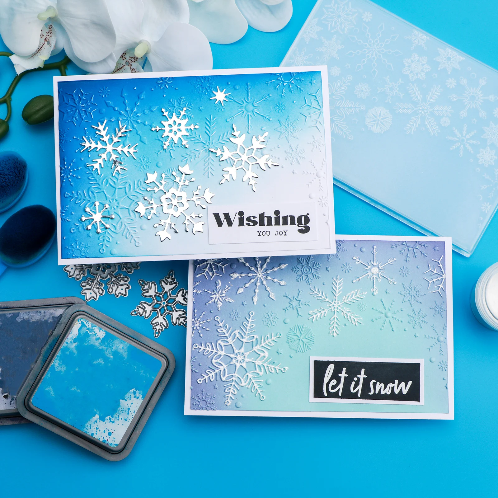 Weihnachten Schneeflocken 3D Prägung Ordner Textur Muster Hintergrund DIY Scrapbook Dekorative Karton Handwerk Projekt Herstellung