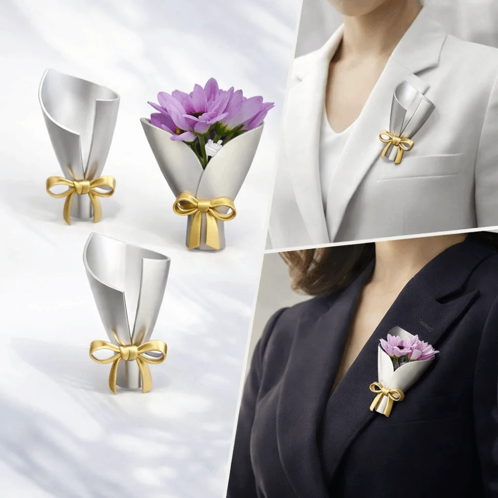 Mini Clothing Bouquet Clips Vintage Wearable Fashion Bouquet Clips DIY Artful Flower Vase Brooch Birthday Celebration