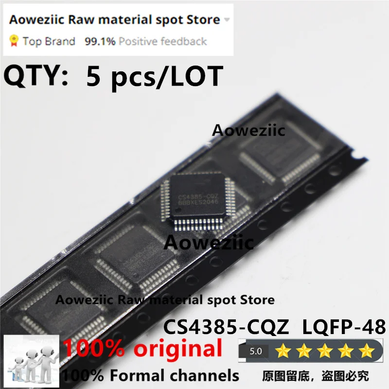 Aoweziic  2021+ 100% New Original  CS4385  CS4385-CQZ CS4385-CQZR QFP-48  Audio Digital To Analog Converter