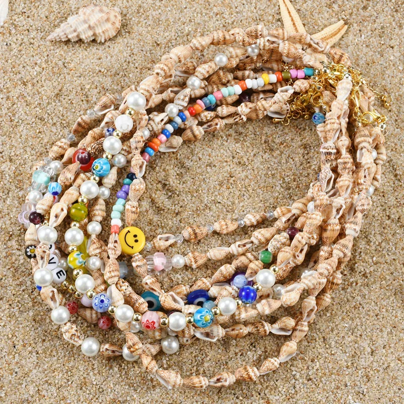 New Style  Summer Sea Shells Beads Choker Clavicle Chain Necklace For Women  Jewelry Collar