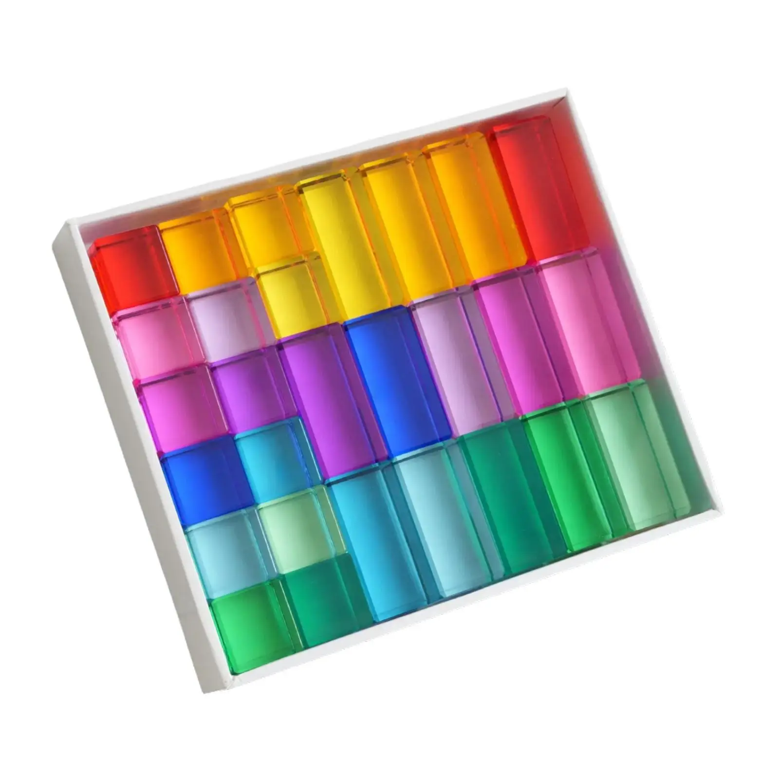 Rainbow Building Blocks Set Stacking Blocks Color Recognition Acrylic Cubes Educational for Perschool Ages 3-6 Birthday Gift