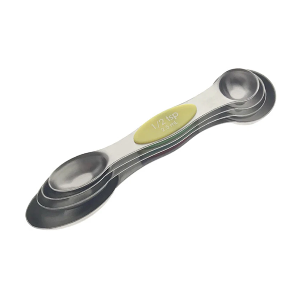 

6pcs Stainless Steel Magnetic Measuring Spoons Set 1/8 1/4 1/2 1 Tsp 1/2 1 Tbsp Double Head Kitchen Utensils For Liquid Dry