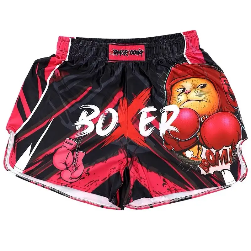 Muay Thai Shorts Fight Kickboxing Pants Printing MMA Shorts Men Women Kids Breathable Combat Grappling Boxing Training Trunks