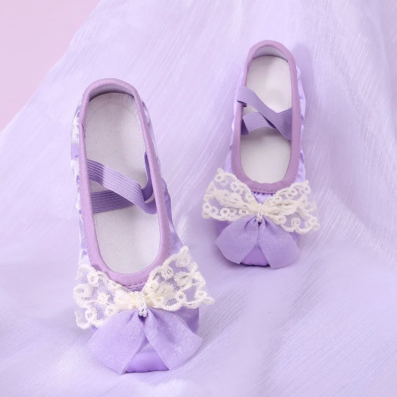 Lace Bow Soft Soles Ballerinas Shoes Woman Kids Girl Ballet Dance Shoes Footwear Ballet Accessories Dance Wear