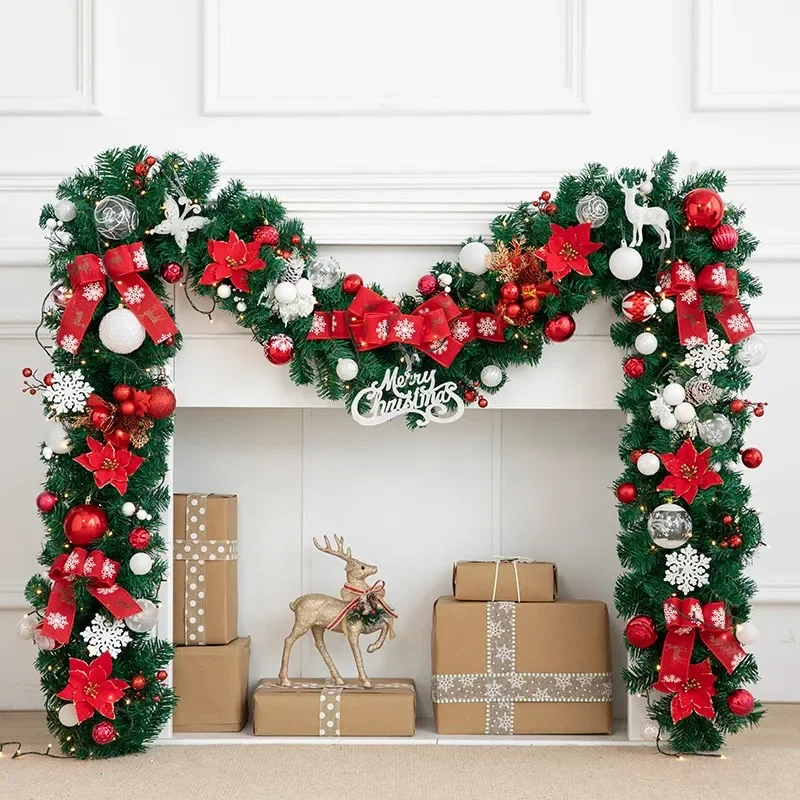 270Cm Christmas rattan wreath door hanging, Christmas decorations pendant door decoration shopping mall scene layout