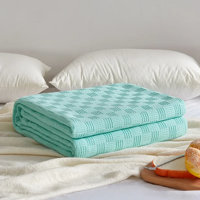 

Soft Cozy 100% Cotton Throw Blanket Wide 150*200cm Plain Knitted Sofa Bed Cover Bedspreads Home Decor Thin Blanket
