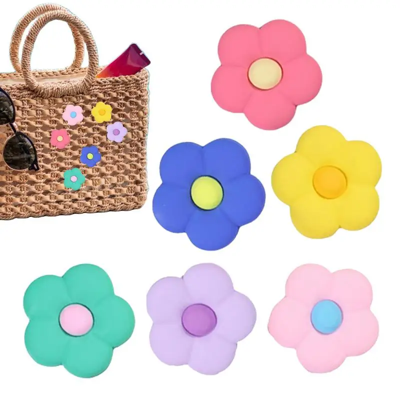 6 Pcs Flower Bogg Bag Sports Charm Accessories Decorative Insert Charm For Southern Totes And Beach Bags