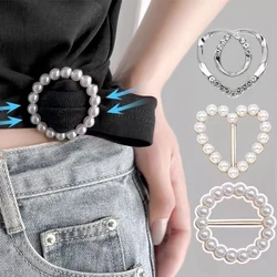 Pearl Knot Buckles T-shirt Corner Knotting Artifact Waist Tighting Bottons Heart Geometric Scarf Buckles Clothing Accessories