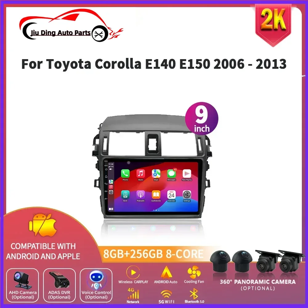 

For Toyota Corolla E140 E150 2006 - 2013 Universal GPS WiFi Car Radio Multimedia Navigation Android 14 Wireless Carplay Stereo