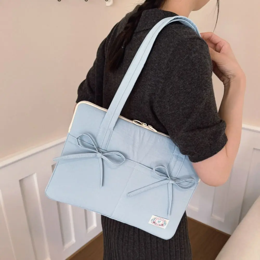 Universal 14inch Laptop Shoulder Bag Bowknot Shockproof Tablet Sleeve Case Large Capacity Multifunctional Laptop Handbag Travel