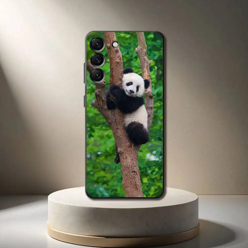 حافظة هاتف F-Fubao Panda لهاتف سامسونج جالاكسي A 73,72,51,53,52,71,22,5G,Note,J7,8,9 غطاء أسود ناعم