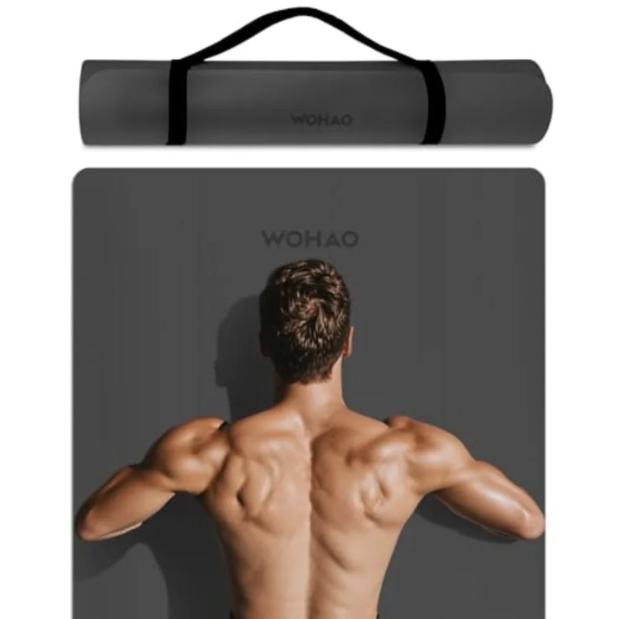 

Сверхширокий коврик для йоги 8 мм, 72x31,5 дюймов, большой нескользящий коврик для упражнений черного цвета из премиального материала POE для превосходной амортизации.