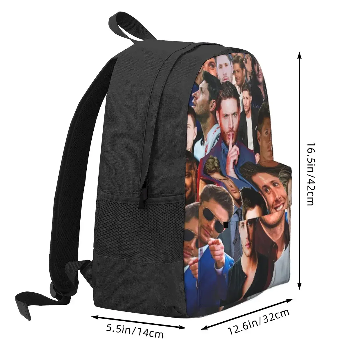 Jensen Ackles Photo Collage Backpack Daypack Large Capacity Kids BookBag School Bag Shoulder Bags for Men Women