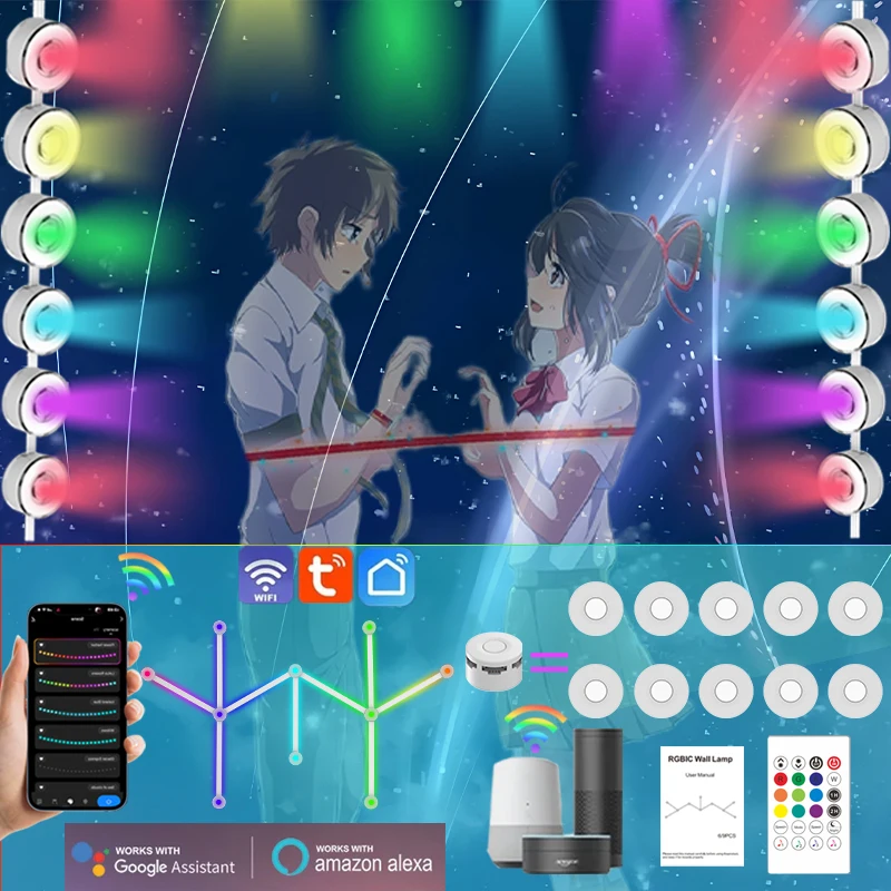 

LED wall lamp Smart RGB WIFI LED Light Bar DIY Atmosphere Light Starry Sky Lamp Music Rhythm TV Backlight Game Pendant Lights