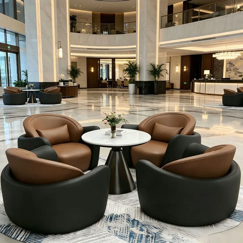 Light luxury hotel lobby reception sofa sales office negotiation table and chair combination office lounge area card seat sofa