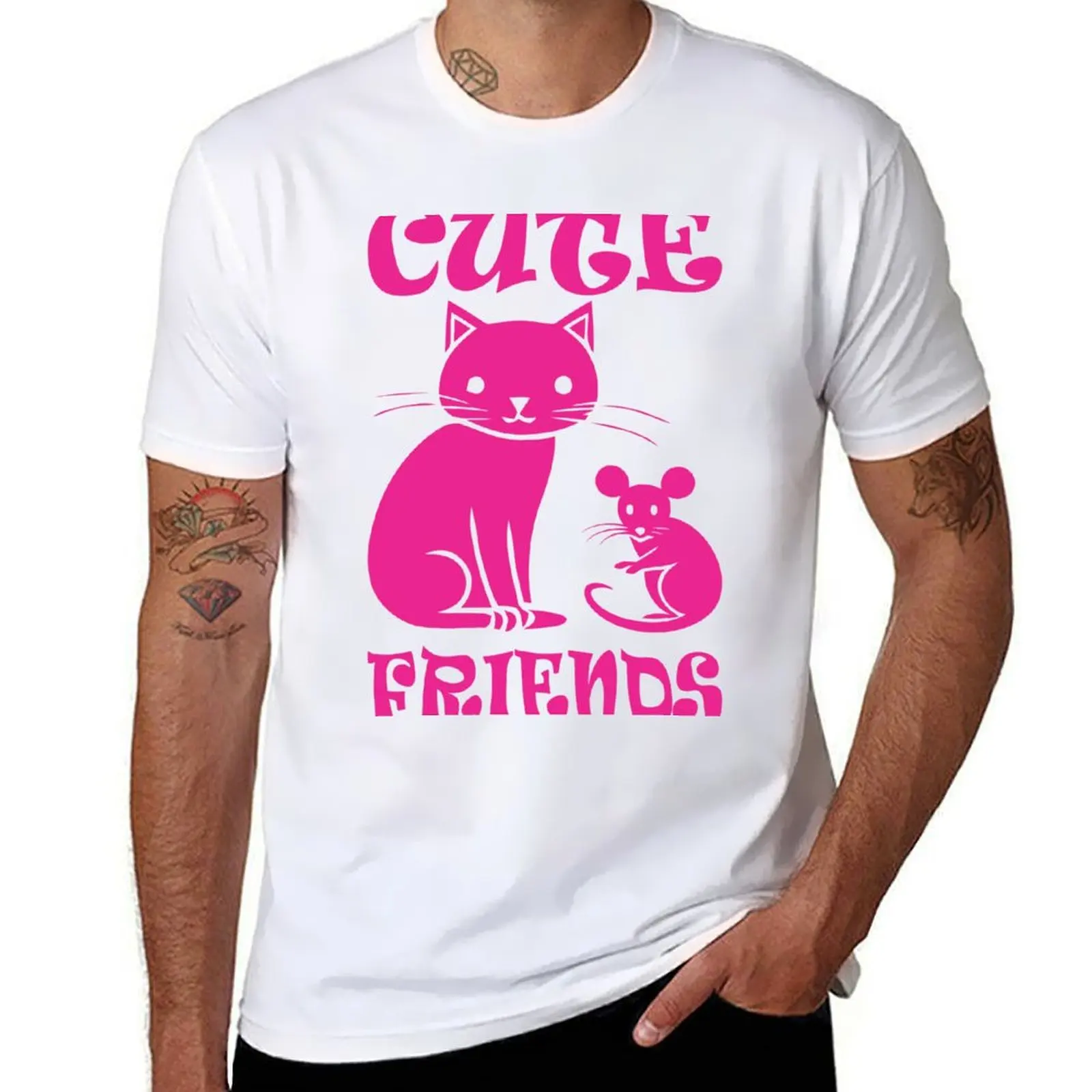 

Cat And Mouse Cute Friends - Pink T-Shirt t shirt man designer cotton t shirt man T-Shirt
