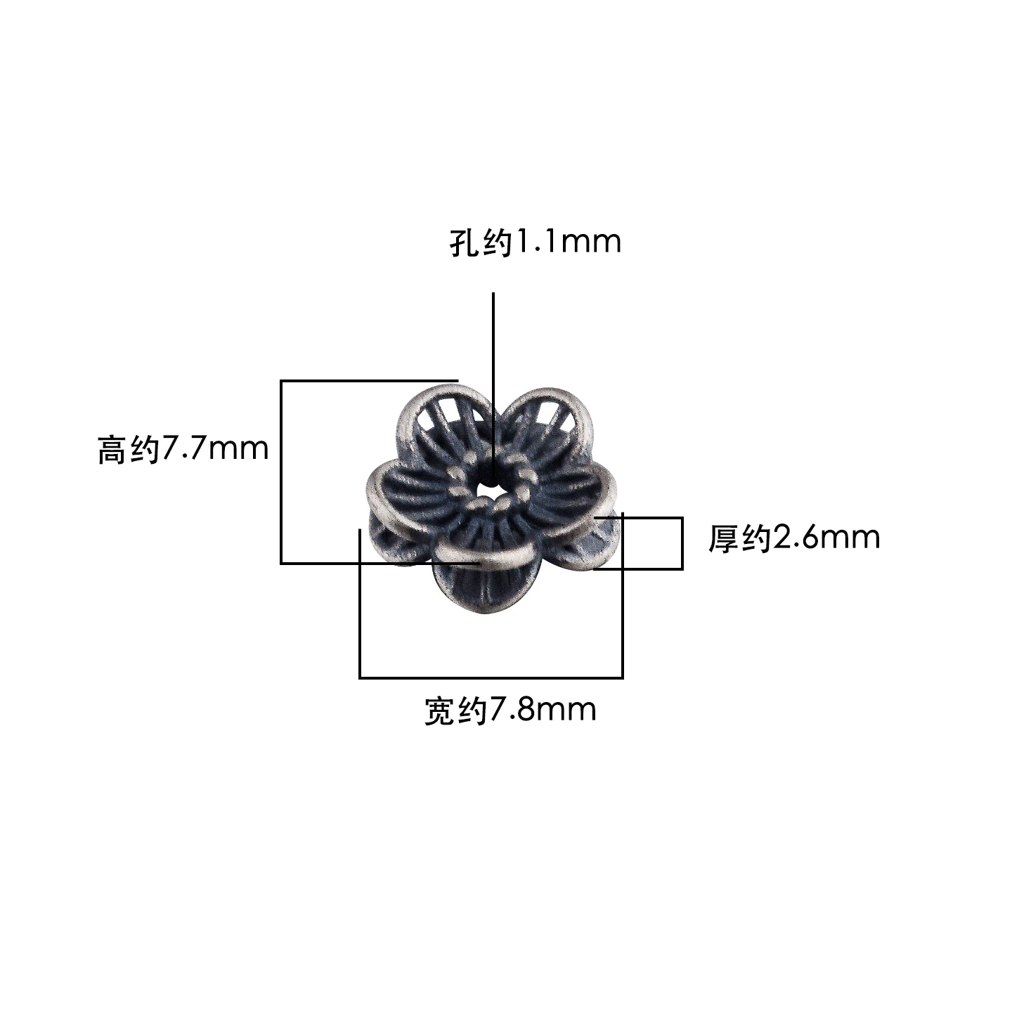 S925 pure silver, hollow double-sided lotus pattern, pearl hoop, handmade DIY stringing bracelet with bead accessories