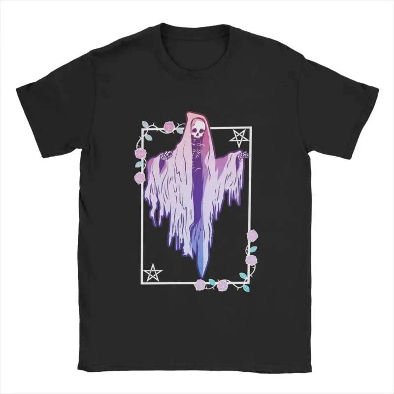 Men's Ghost Roses Wiccan Kawaii Pastel Goth Occult T Shirt Cotton Tops Novelty Short Sleeve Round Collar Tee Shirt Gift T-Shirt