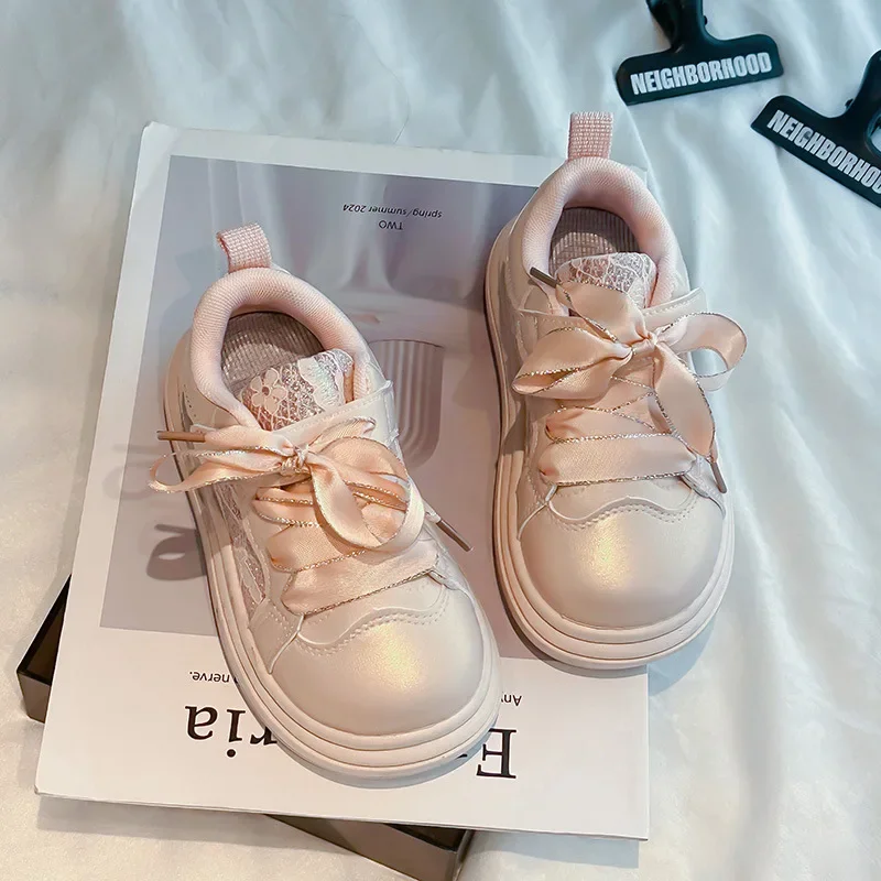 

Children's Sports Shoes Spring Fashion Lace Mesh Breathable Girl Princess Shoes Soft Sole Kid'a Casual Running Sneakers