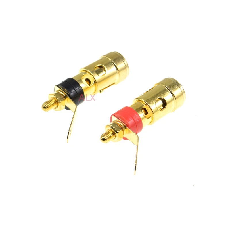 2Pcs 40MM Brass Speaker Binding Post Gold Plated Spring Loaded Press Terminal Connectors