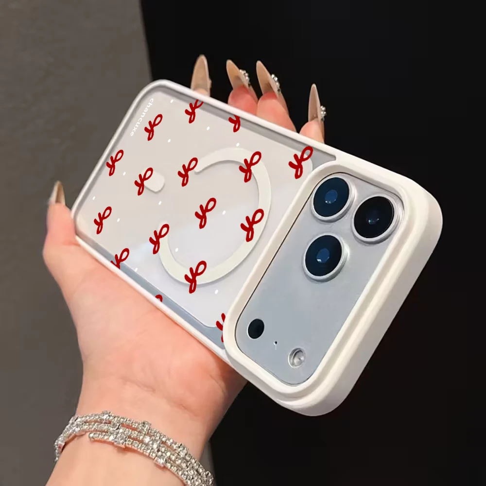 Niedliche Schleifenmädchen Transparente Hülle für Magsafe iPhone 15 Pro Max 17 16 15 14 11 13 12 Pro Max Plus Hüllen Magnetisches Kabelloses Laden Fundas – Detail 15